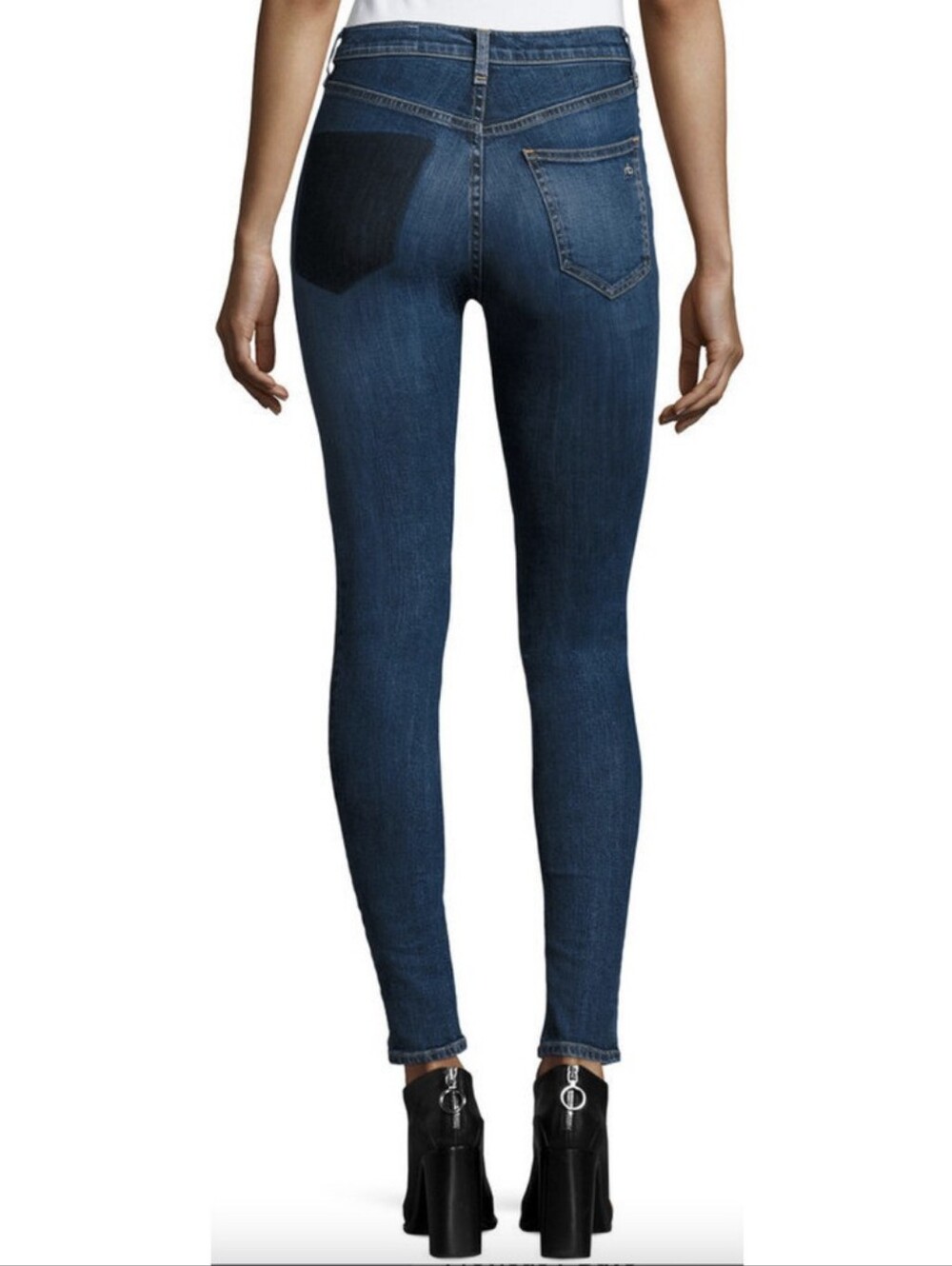 $228 Rag & Bone High Waisted Eddy Dive Crop Ankle Skinny Jeans 29 ghost pocket
